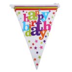 Set 10 Stegulete Tip Banner, Embo, Colectia Happy Birthday, 270 cm Lungime, din Hartie Cretata, Multicolor