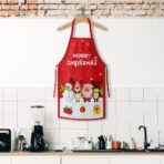 Sort de Bucatarie Decorativ, Embo, Tema Craciun, 50 x 70 cm, Model Merry Christmas, din Poliester, Rosu
