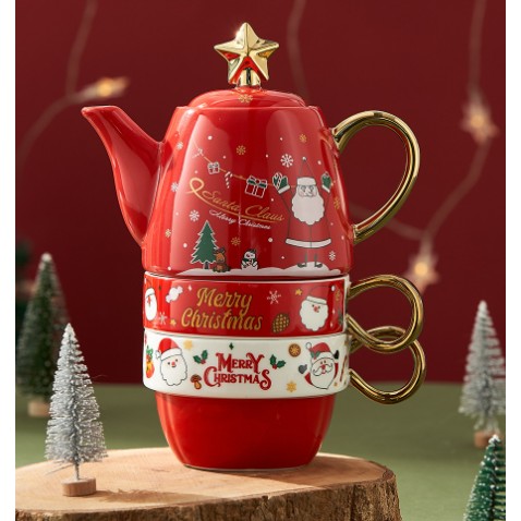 christmas-ceramic-teapot-amazon-hot-sale-colored-glaze-main-66befad57ed29.jpg Set de Ceai, Embo, Tema Craciun, Ceainic 450 ml, 2 Cani 250 ml, Model Mos Craciun, Rosu - imagine 3