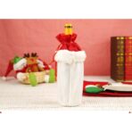 Saculet de Craciun pentru Sticla de Bautura, Embo, Model Mos Craciun Accesorizat, Tematica Petrecere de Craciun, Marime Universala, 13x28 cm, Rosu - imagine 5