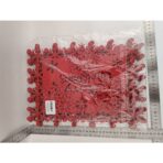 Set 12 Servete pentru Masa si Suporturi de Pahare/Tacamuri, Embo, Scris Merry Christmas, 6 Servete 25x35 cm, 6 Suporturi de 10x10 cm, Rosu - imagine 2