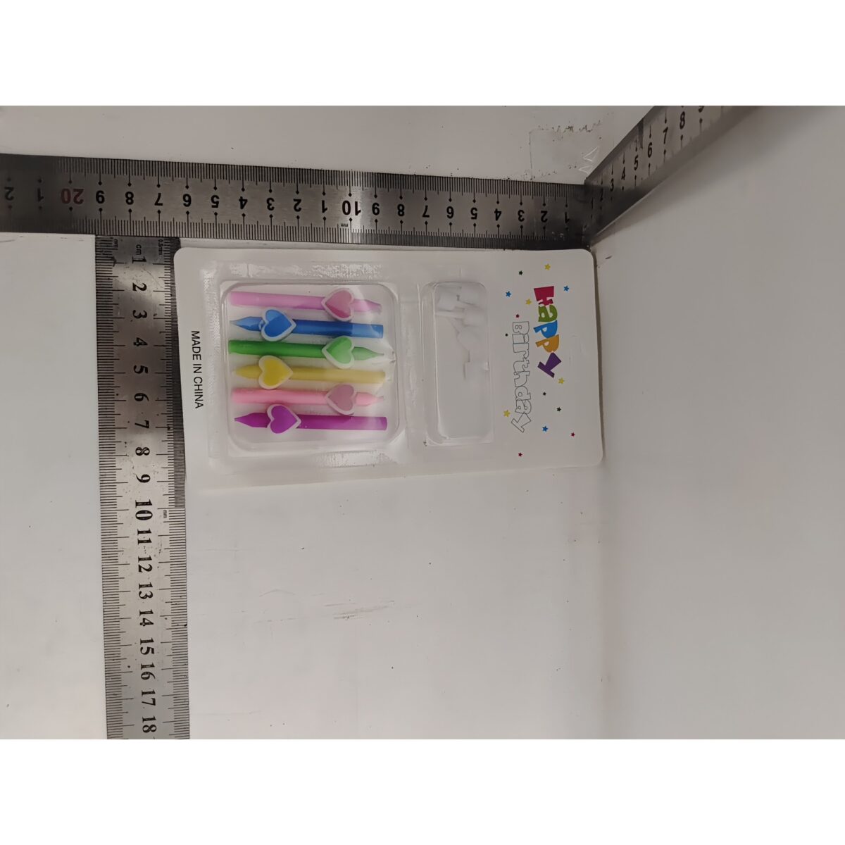 Set 6 Lumanari de Tort, Embo, Model Creion cu Inimioare, 5.9 x 1.1 cm, din Ceara, Multicolor - imagine 5