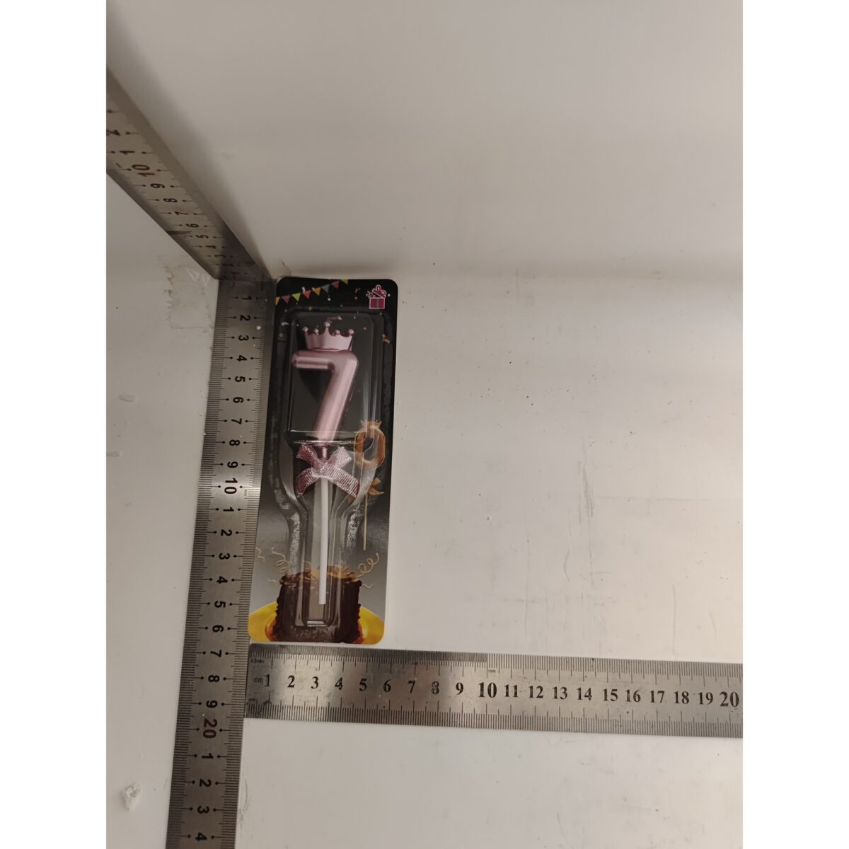 Lumanare Cifra 7, Embo, Model Coroana cu Fundita, Pentru Tort, 6 x 2.5 cm Mov - imagine 6