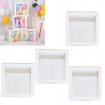 Set 4 Cutii pentru Baloane, Embo, Model Simplu, Tematica Aniversare, Cuburi Decorative din Plastic, Accesorii pentru Petrecere, 30 x30 cm, Transparente Contur Alb - imagine 2