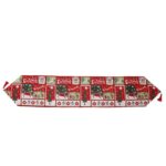Napron Decorativ pentru Masa, Embo, Model Merry Christmas, Tematica Craciun, 35 x 180 cm, Rosu/Verde