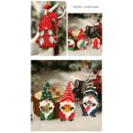 Set 9 Decoratiuni de Craciun din Lemn, Embo, cu Snur pentru Agatare in Brad, Model Mos Craciun Diferite Dimensiuni, 3 Modele, Rosu - imagine 2