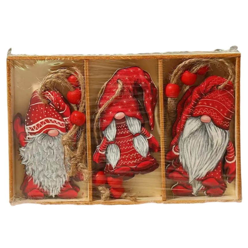 decoratiuni-1-main-672a337233b46.jpg Set 9 Decoratiuni de Craciun din Lemn, Embo, cu Snur pentru Agatare in Brad, Model Mos Craciun Diferite Dimensiuni, 3 Modele, Rosu - imagine 1