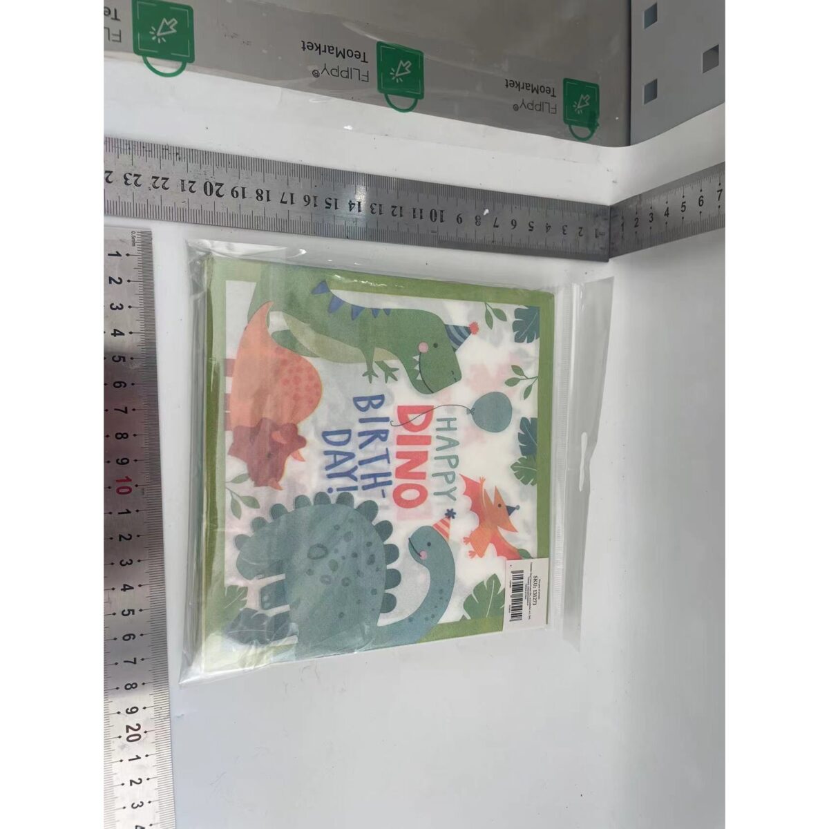 Set 20 de Servetele de Masa Happy Birthday, Embo, Model Dinozauri, Tematica Aniversare, 33x33 cm, Verde - imagine 2