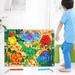 Joc Montessori de Sortare Culori, Embo, Creion Magnetic, Tip Labirint Ilustrat, din Lemn, Model Dinozauri, 39x29x1.5 cm - imagine 5