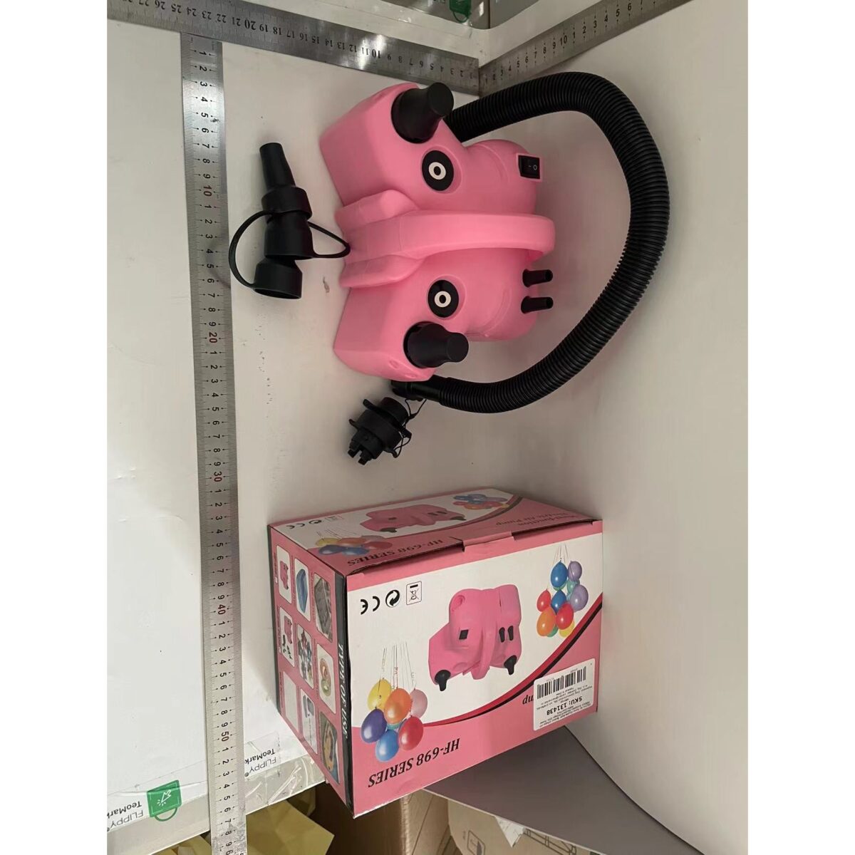 Pompa Electrica de Umflat Baloane, Embo, cu Doua Iesiri, Accesorii Incluse, 220V, Putere 600W, Accesorii petrecere, Roz - imagine 2
