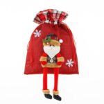 Sac cadouri Embo, tematica Mos Craciun, Material Textil, 30x25 cm, cu Siret, Rosu