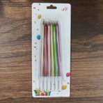 Set 6 Lumanari de Tort, Embo, din Parafina, 11 x 0.4 cm, Lucioase, Multicolor - imagine 2