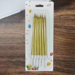 Set 6 Lumanari de Tort, Embo, din Parafina, 11 x 0.4 cm, Lucioase, Auriu - imagine 2