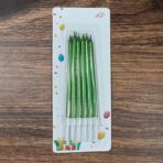 Set 6 Lumanari de Tort, Embo, din Parafina, 11 x 0.4 cm, Lucioase, Verde - imagine 2