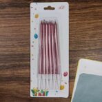 Set 6 Lumanari de Tort, Embo, din Parafina, 11 x 0.4 cm, Lucioase, Roz Auriu - imagine 4