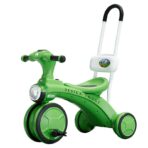 Tricicleta pentru copii Embo, pedalare, impingere, lumini si sunete, pedale antiderapante, material dur, cos depozitare, varsta peste 18 luni, 80x40x52 cm, verde