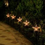 Set 5 Lampi solare LED de exterior Model Stea, pentru gradina, Embo, 35.5 cm, Alb Cald - imagine 3