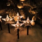 Set 5 Lampi solare LED de exterior Model Stea, pentru gradina, Embo, 35.5 cm, Alb Cald - imagine 6