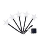 Set 5 Lampi solare LED de exterior Model Stea, pentru gradina, Embo, 35.5 cm, Alb Cald