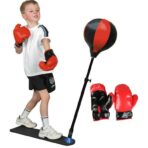Jucarie Interactiva, Embo, Model Sfera de Box de Picior, Manusi Incluse, Inaltime Reglabila, +3 Ani, 120 x 25 x 52.5 cm, Rosu/ Negru - imagine 3