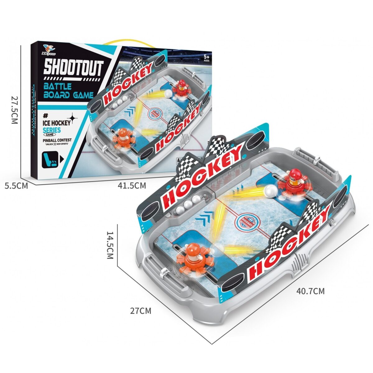 Joc de Masa Interactiv Ice Hockey pentru Copii, Embo, 4 Mingi, Tabela Scor, 40.7x27x14.5 cm, Multicolor - imagine 2