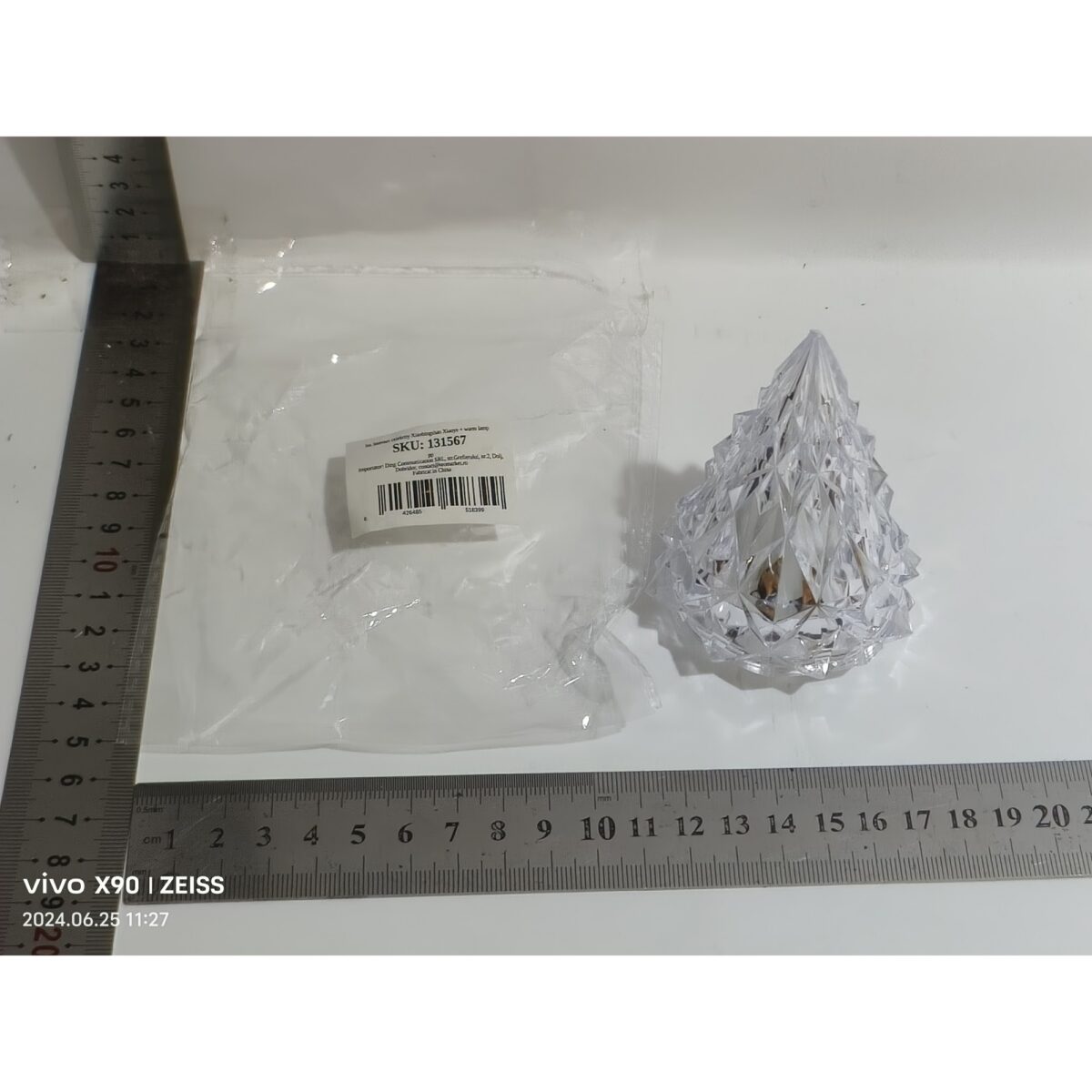 Lampa de Veghe, Embo, Model IceBerg, Lumina Calda, cu Baterii, Transparenta, 6.5x8 cm - imagine 2