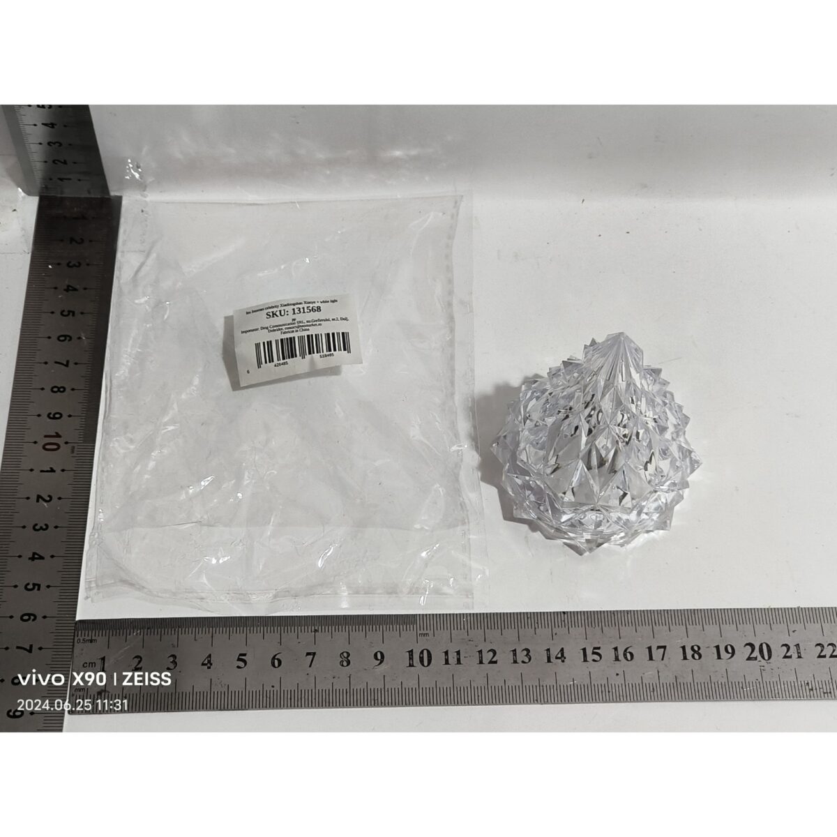 Lampa de Veghe, Embo, Model IceBerg, cu Baterii, Lumina Rece, Transparent, 6.5x8 cm - imagine 2