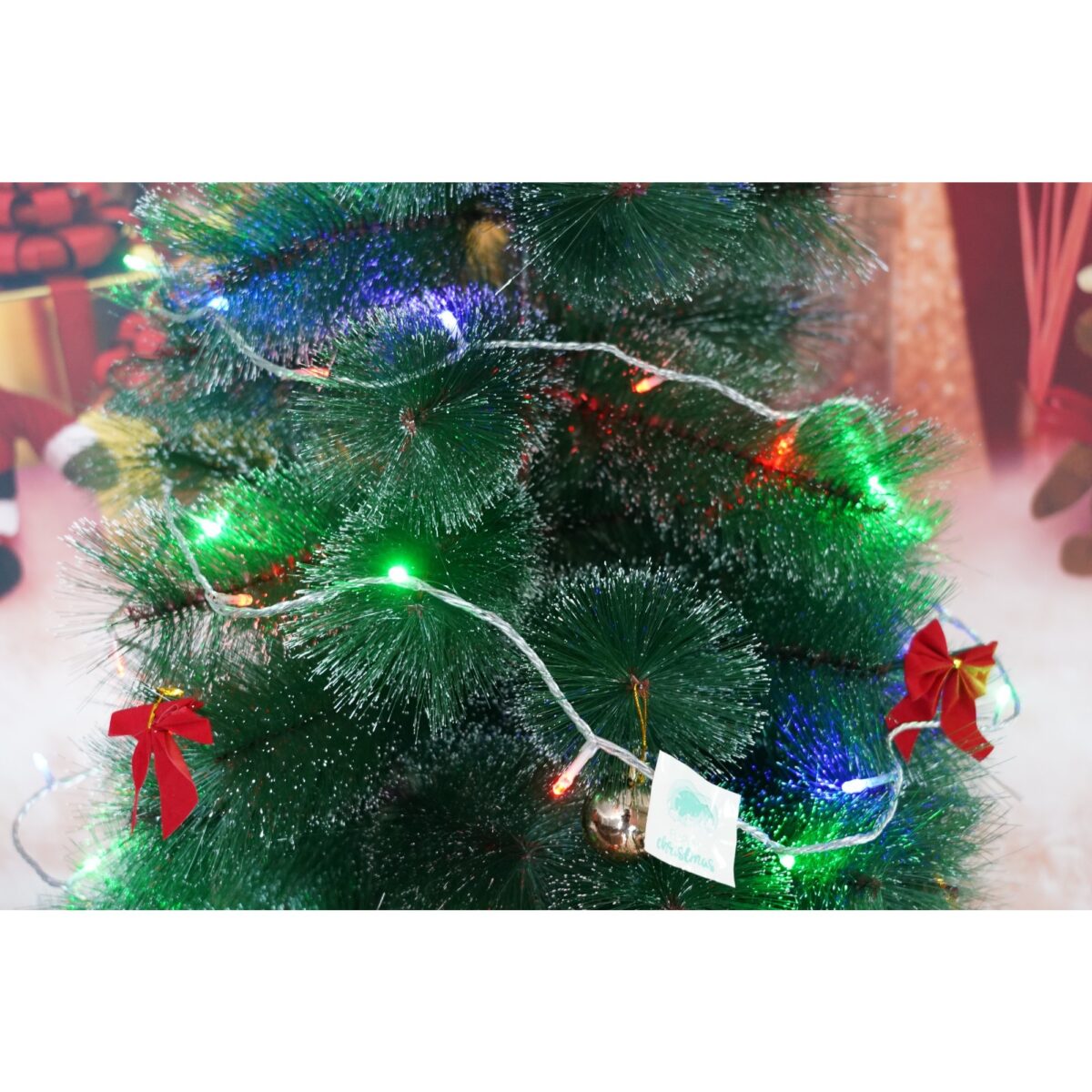 Instalatie Craciun, 15 m, 150 Led-uri ,Liniara, Rosu/Albastru/Rosu/Verde, Flash, Transformator, Interconectabila, Prelungitor 5 m inclus, Fir Verde, Embo - imagine 4