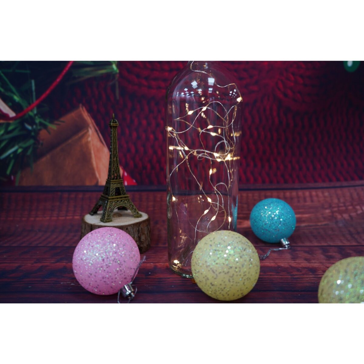 Instalatie de Craciun, Liniara, 2 m, Baterii, 20 LED-uri, Alb Cald, Fir Cupru, Interior/Exterior, Embo - imagine 6