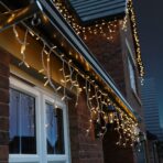 Instalatie Craciun, 25 m, Led-uri ,Franjuri, Alb cald, Flash, Alimentator, Interconectabila, Fir Alb Cauciucat, 220v, Embo - imagine 7