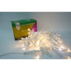 Instalatie Craciun, 25 m, Led-uri ,Franjuri, Alb cald, Flash, Alimentator, Interconectabila, Fir Alb Cauciucat, 220v, Embo - imagine 9