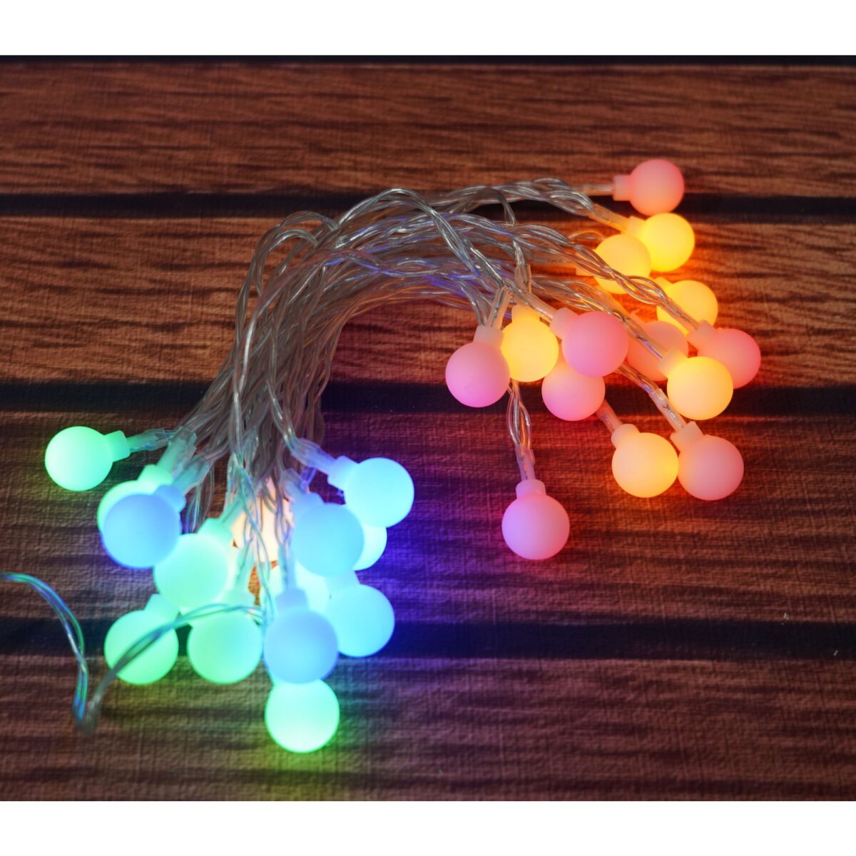 Instalatie Craciun, 3.5 m, 30 de LED-uri, multicolor RGB, model cu bilute, liniara, cu baterie, interior/exterior, Embo - imagine 2