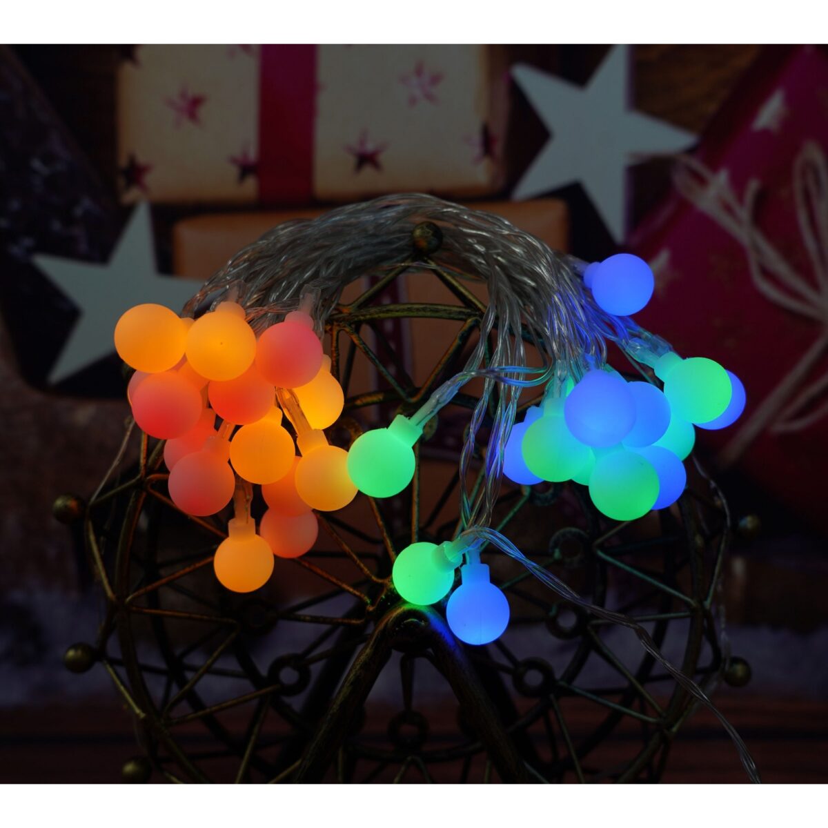 Instalatie Craciun, 3.5 m, 30 de LED-uri, multicolor RGB, model cu bilute, liniara, cu baterie, interior/exterior, Embo - imagine 3