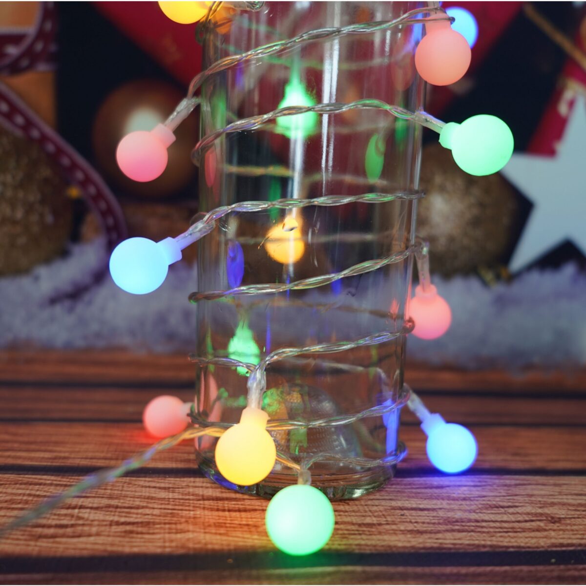 Instalatie Craciun, 3.5 m, 30 de LED-uri, multicolor RGB, model cu bilute, liniara, cu baterie, interior/exterior, Embo - imagine 5
