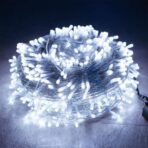Instalatie Craciun, 35 m, Led-uri ,Franjuri, Alb rece, Flash, Alimentator, Interconectabila, Fir Transparent Cauciucat, 220v, Embo - imagine 2
