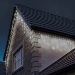 Instalatie Craciun, 35 m, Led-uri ,Franjuri, Alb rece, Flash, Alimentator, Interconectabila, Fir Transparent Cauciucat, 220v, Embo - imagine 8