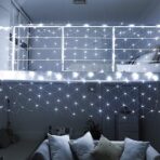 Instalatie Craciun, Tip Plasa, IP 44, 7 x 1 m, 320 LED-uri, Alb rece, 8 jocuri de lumini, Transformator cu telecomanda, Interconectabila, Prelungitor 3 m inclus, Fir transparent, Embo - imagine 2