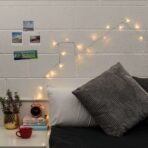 Instalatie de Craciun cu Baterii Tip Liniar, 2 jocuri de lumini, Fir Transparent 1 m 10 LED -uri, Alb Cald - imagine 2