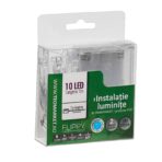 Instalatie de Craciun cu Baterii Tip Liniar, 2 jocuri de lumini, Fir transparent 1 m 10 LED -uri, Albastru - imagine 6