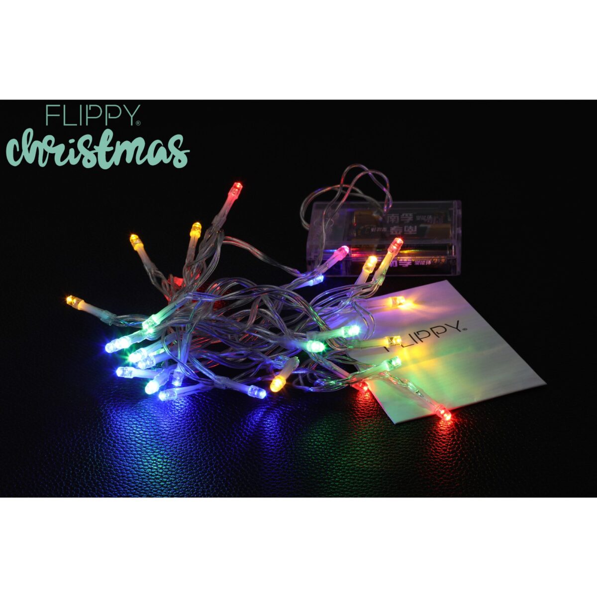 Instalatie de Craciun, Liniara, 1 m, Baterii, 10 LED-uri, Multicolor, 2 Jocuri de Lumini, Fir Transparent, Interior/Exterior, Embo - imagine 5