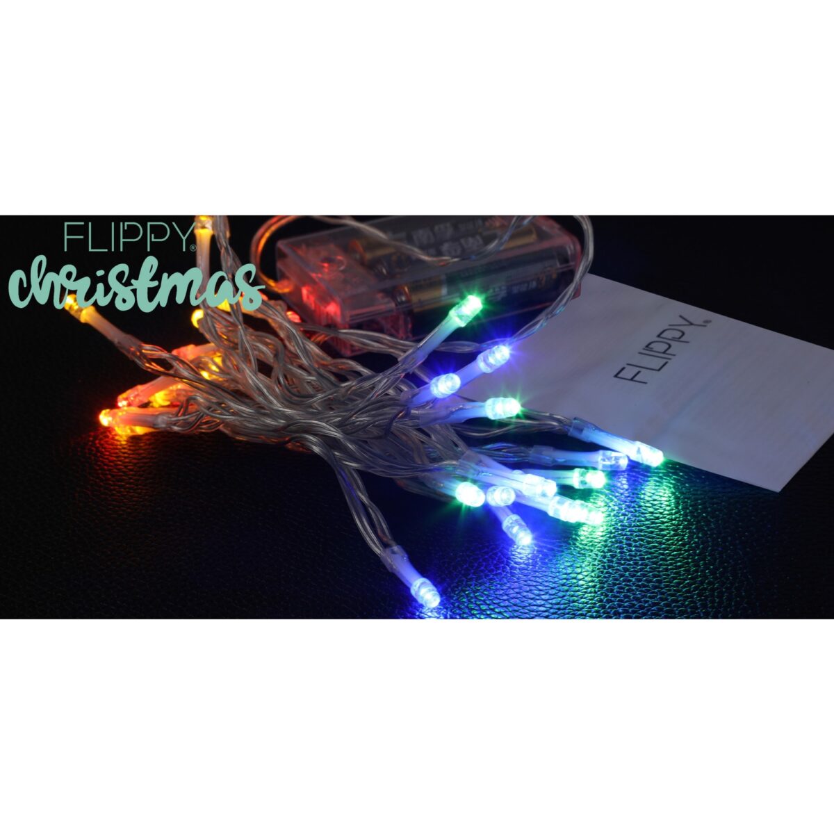 Instalatie de Craciun, Liniara, 1 m, Baterii, 10 LED-uri, Multicolor, 2 Jocuri de Lumini, Fir Transparent, Interior/Exterior, Embo - imagine 6