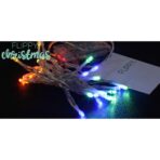 Instalatie de Craciun, Liniara, 1 m, Baterii, 10 LED-uri, Multicolor, 2 Jocuri de Lumini, Fir Transparent, Interior/Exterior, Embo - imagine 6