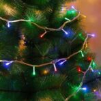 Instalatie de Craciun cu Baterii Tip Liniar, 2 jocuri de lumini, Fir Transparent 10 m 100 LED -uri, Multicolor - imagine 3