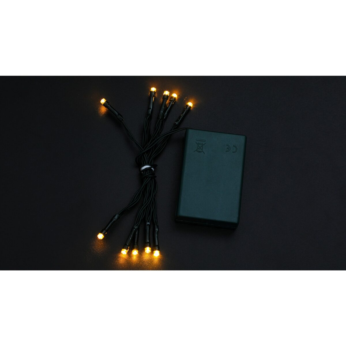 Instalatie de Craciun cu Baterii Tip Liniar, 2 jocuri de lumini, Fir Verde 1 m 10 LED -uri, Alb Cald - imagine 7