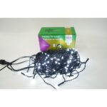 Instalatie de Craciun Embo® Tip Franjuri, 8 jocuri de lumini, Sectiune 5 m, 143 LED-uri, Interconectabila, Fir Negru, Alb Rece