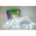 Instalatie de Craciun Embo® Tip Franjuri cu Flash, IP65, Sectiune 5 m, 120 LED-uri, Interconectabila, Fir Alb, Alb Rece, Atentie! Nu contine Alimentator