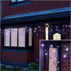 Sectiune Instalatie de Craciun, Embo®, Tip Turturi, 5 m, 143 LED-uri, cu Flash, Fir Negru, Lumina Alb Rece, IP44, Interconectabila - imagine 3