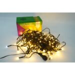 Instalatie de Craciun Embo® Tip Franjuri cu Flash, Sectiune 5 m, 143 LED-uri, Interconectabila, Fir Negru, Alb Cald