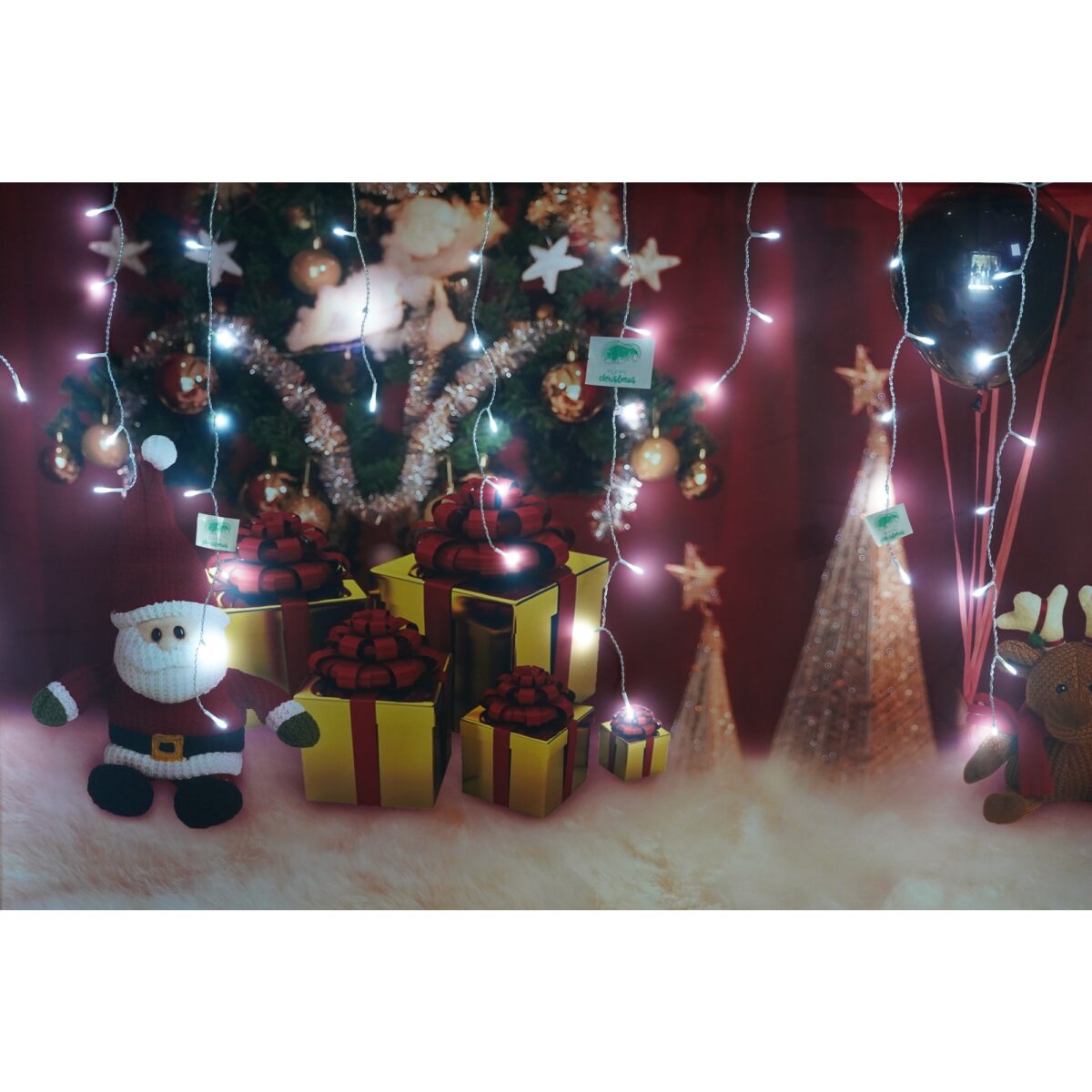 Instalatie de Craciun Embo® Tip Turturi, 8 jocuri de lumini Sectiune 3 m, 96 LED-uri, Interconectabila, Fir Transparent, Alb Rece - imagine 5