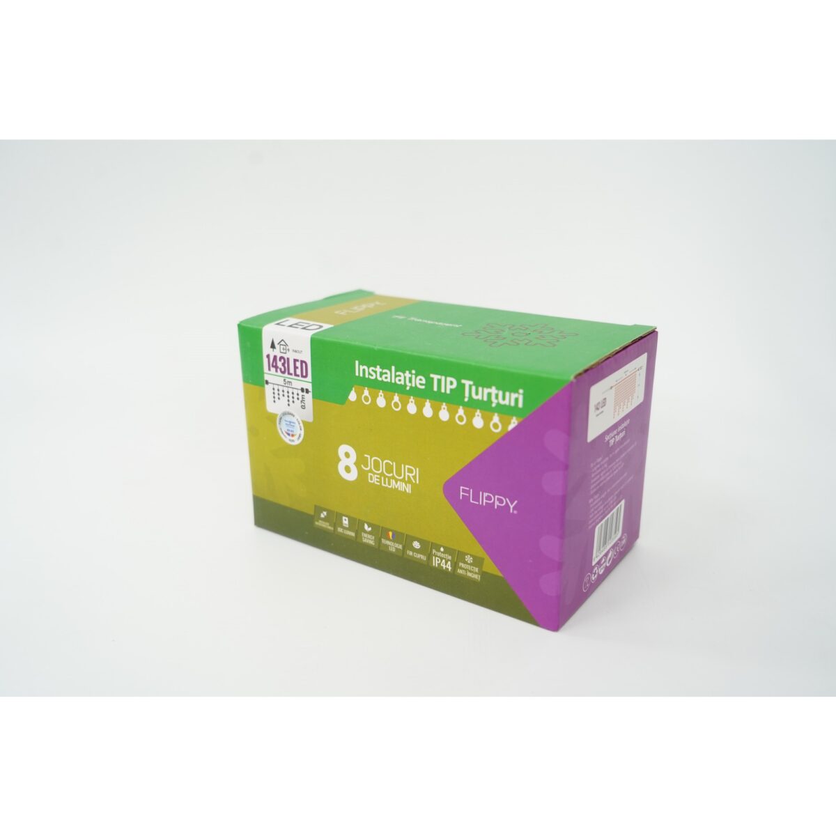 Sectiune Instalatie de Craciun Embo® Tip Turturi, Flash 5 m, 143 LED-uri, Interconectabila, Fir Transparent, RB-RG, Atentie! nu contine alimentator - imagine 3